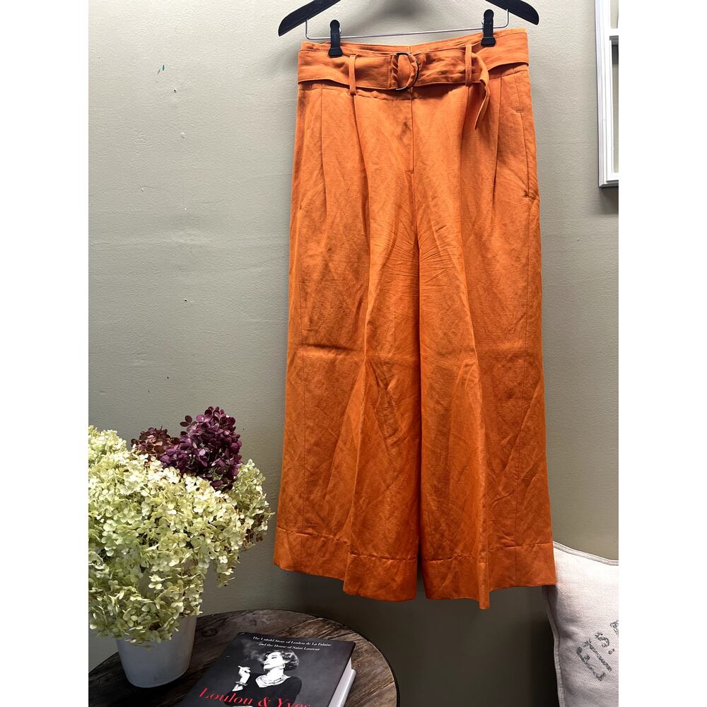 Akris Punto Orange Wide Leg Linen Pants